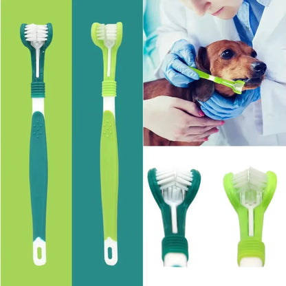 3-Sided Plastic Toothbrush for Dogs and Cats - Tartar Removal and Oral Care Tool