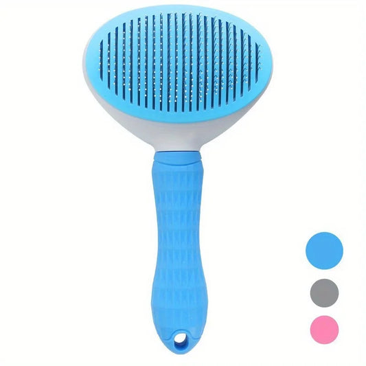One-Click Automatic Pet Hair Removal Comb for Effortless Dog and Cat Grooming - Floating Slicker Brush