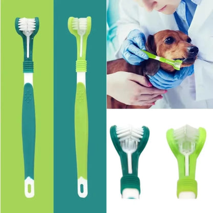 3-Sided Plastic Toothbrush for Dogs and Cats - Tartar Removal and Oral Care Tool