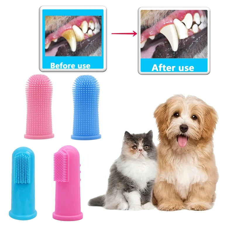 3-Sided Plastic Toothbrush for Dogs and Cats - Tartar Removal and Oral Care Tool